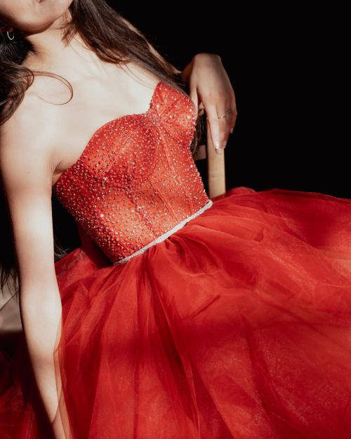 Los Angeles Romantic Dress in Red Tulle